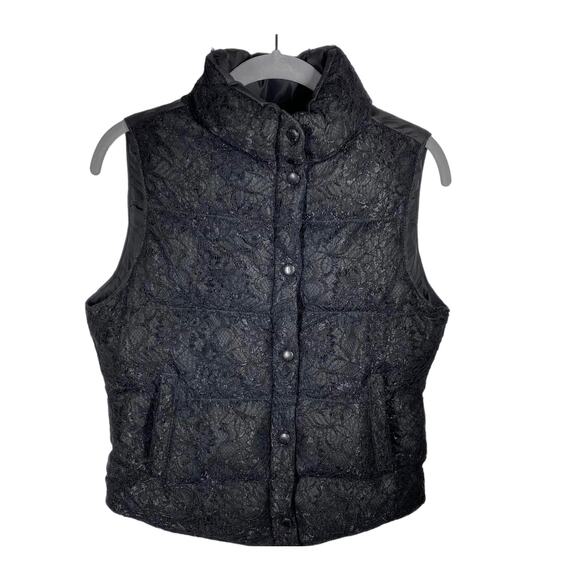 Denim & Supply Ralph Lauren Jackets & Blazers - Ralph Lauren Denim & Supply Puffer Vest Lace Zip Up Snap Up Black Womens Size XS